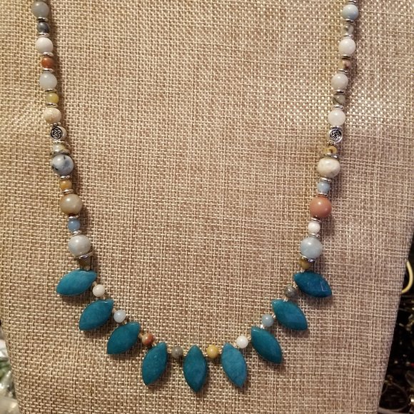 Amazonite & Jade 20" Necklace - Picture 2 of 4